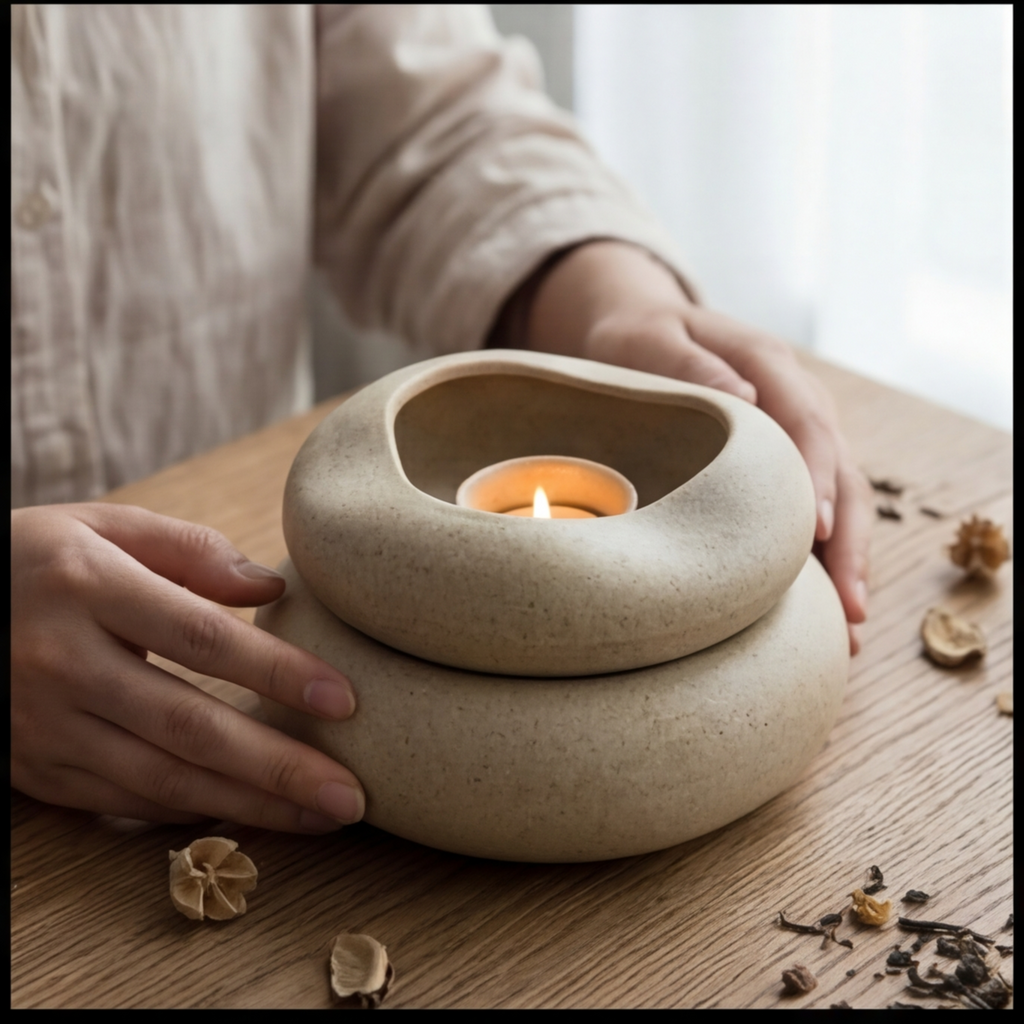 Soil & Oil El Yapımı Seramik Buhurdanlık ve Aromaterapi Başlangıç Seti