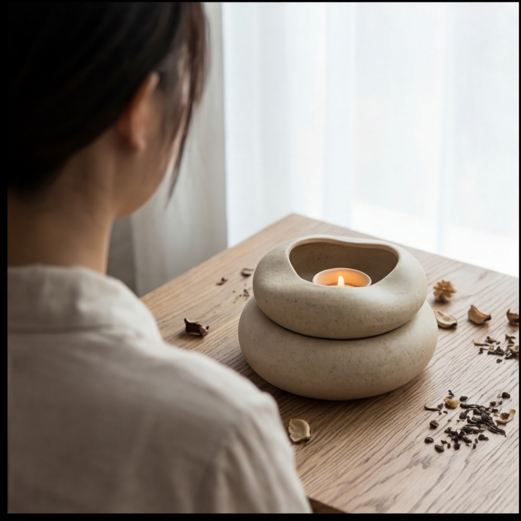 Soil & Oil El Yapımı Seramik Buhurdanlık ve Aromaterapi Başlangıç Seti